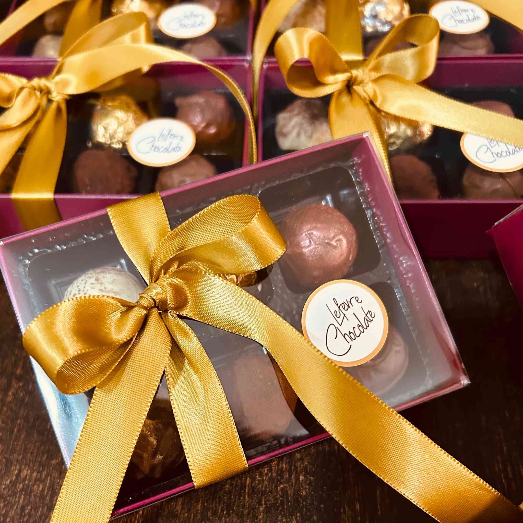 Box of 6 handmade Lefevre Chocolate artisan Belgian chocolate truffles